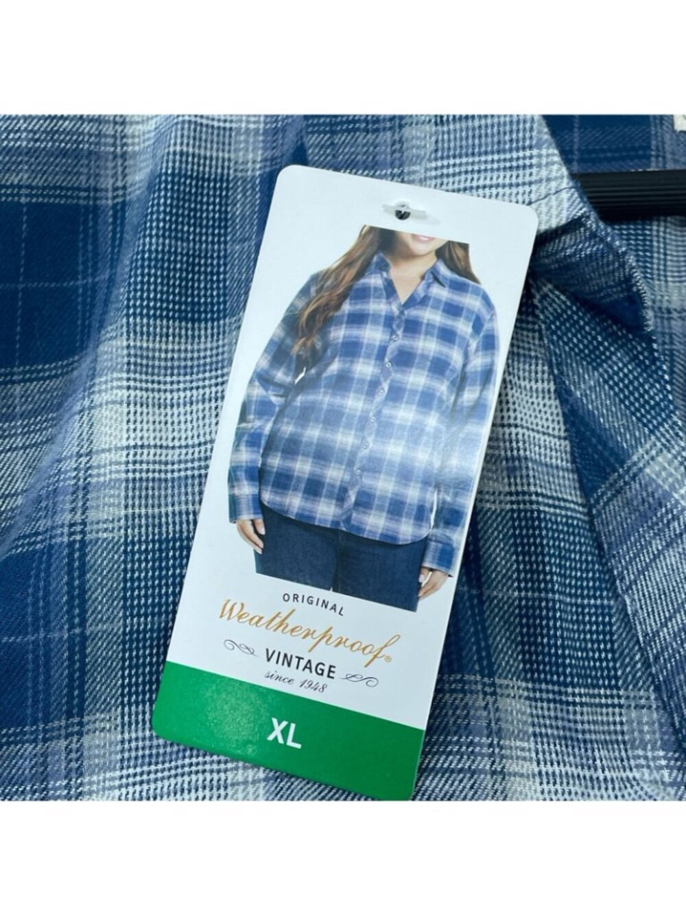NWT Weatherproof Vintage Women's XL Blue Plaid Flannel Button-Up Shirt C0720 - Picture 10 of 12